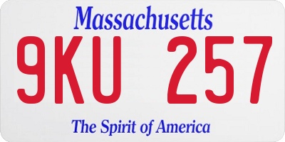 MA license plate 9KU257