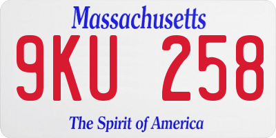 MA license plate 9KU258