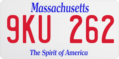MA license plate 9KU262