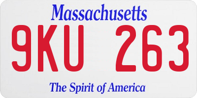 MA license plate 9KU263