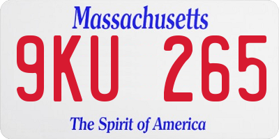 MA license plate 9KU265