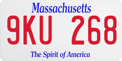 MA license plate 9KU268