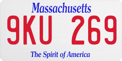 MA license plate 9KU269
