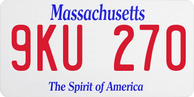 MA license plate 9KU270