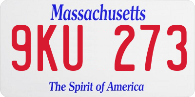 MA license plate 9KU273