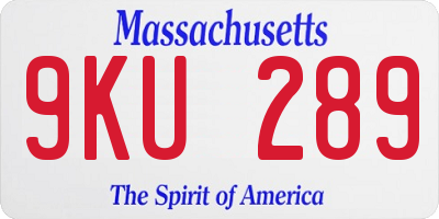 MA license plate 9KU289