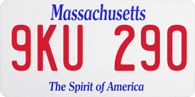 MA license plate 9KU290