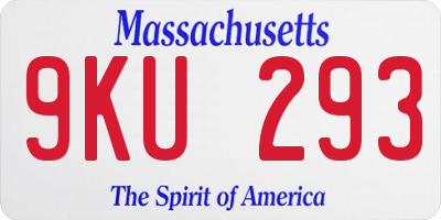MA license plate 9KU293