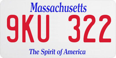 MA license plate 9KU322