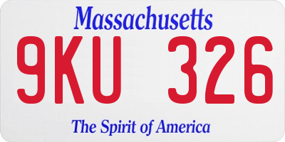 MA license plate 9KU326
