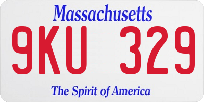 MA license plate 9KU329