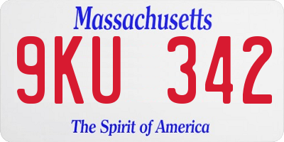 MA license plate 9KU342