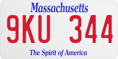 MA license plate 9KU344