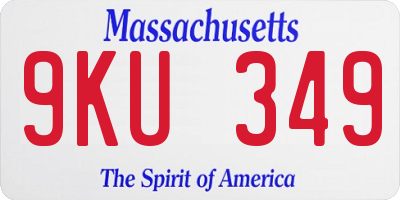 MA license plate 9KU349