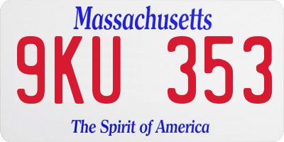 MA license plate 9KU353