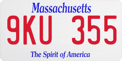 MA license plate 9KU355