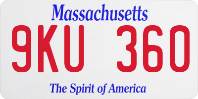MA license plate 9KU360