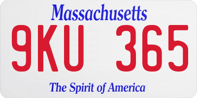 MA license plate 9KU365