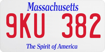 MA license plate 9KU382