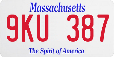 MA license plate 9KU387