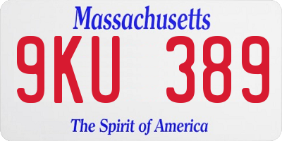 MA license plate 9KU389