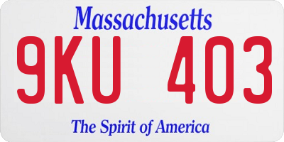 MA license plate 9KU403