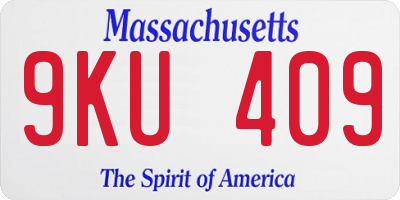 MA license plate 9KU409