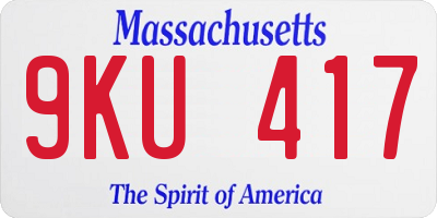 MA license plate 9KU417