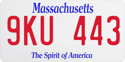 MA license plate 9KU443