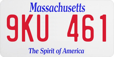MA license plate 9KU461