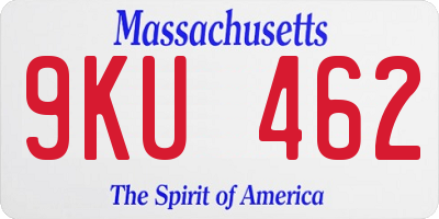 MA license plate 9KU462