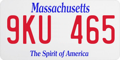 MA license plate 9KU465