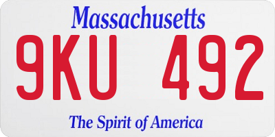 MA license plate 9KU492