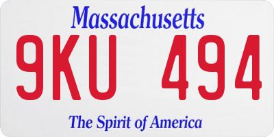 MA license plate 9KU494