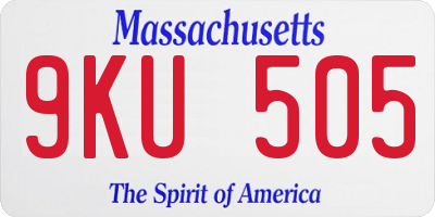 MA license plate 9KU505