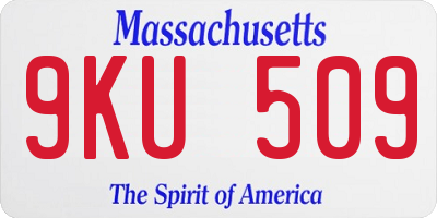 MA license plate 9KU509