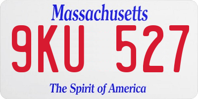 MA license plate 9KU527