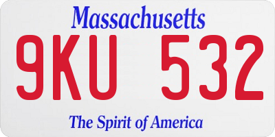 MA license plate 9KU532