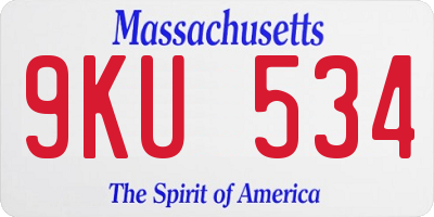 MA license plate 9KU534