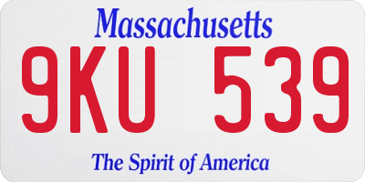 MA license plate 9KU539