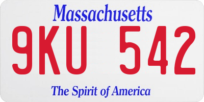 MA license plate 9KU542