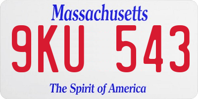 MA license plate 9KU543