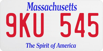 MA license plate 9KU545
