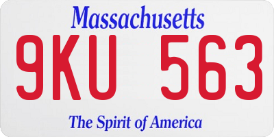 MA license plate 9KU563