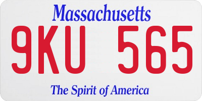 MA license plate 9KU565