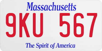 MA license plate 9KU567