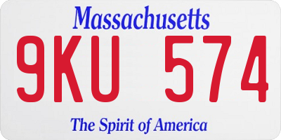 MA license plate 9KU574