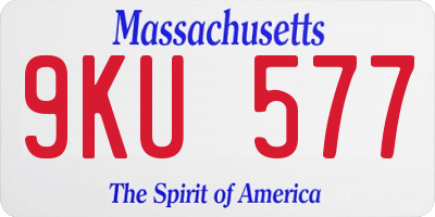 MA license plate 9KU577