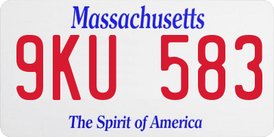 MA license plate 9KU583