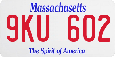 MA license plate 9KU602